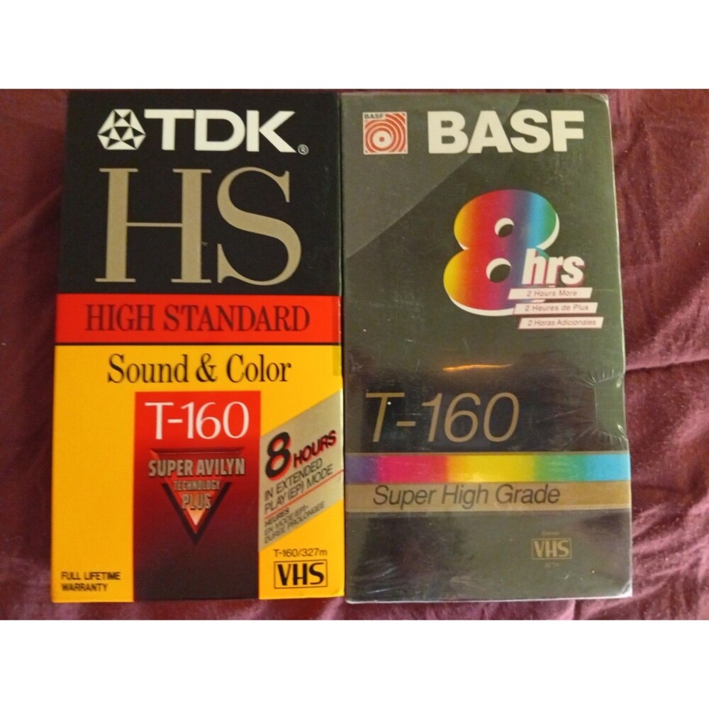 Lot of 2 T-160 8 Hour Blank VHS Tapes - New & Sealed - See Description